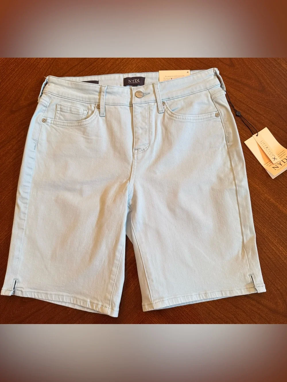 NYDJ Shorts (Ella) side Slit Shorts in Light Blue ** New With Tags** Size - 4